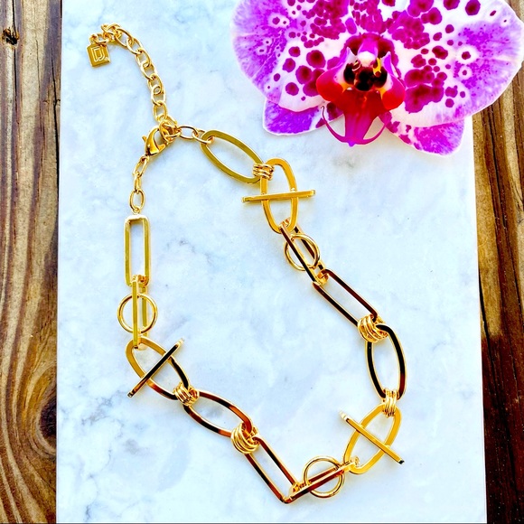 DANNIJO You Me Necklace in Metallic Gold NWT - Picture 3 of 12